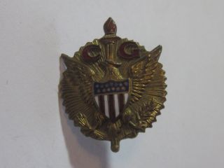 Vintage United States Military C G Coast Guard Screw Back Pin 2