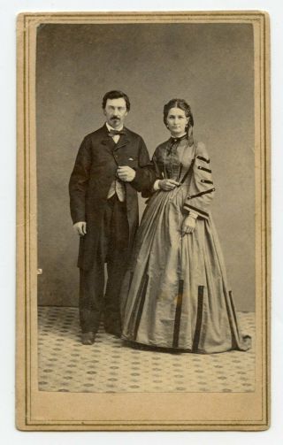 Civil War Era Cdv Man And Wife Moulton And Dopp Backmark With Bank Check Tax Sta