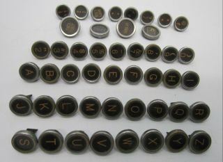 Set Of 47 Vtg Salvaged Typewriter Keys Glass Letters Numbers Royal Art Crafts