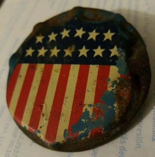 American Union Crest Pin Vintage Dettra Antique 13 Stars Usa Veteran Jack Badge