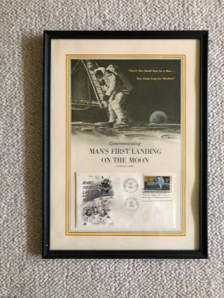 Apollo 11 First Man On The Moon Landing - Framed Envelope And Commemoration