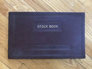 Antique 1920s  Stock Ledger Record Leather Book Manhattan Stationery Co