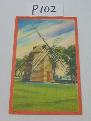 Vintage Postcard The Old Mill Long Island York Ny Windmill Tomlin Card