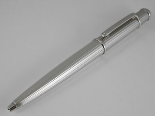 Cartier Diabolo Platinum Plated Pinstripe Ballpoint Pen