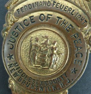 VINTAGE OBSOLETE JUSTICE OF THE PEACE BADGE - BRUNSWICK NJ MIDDLESEX COUNTY 3