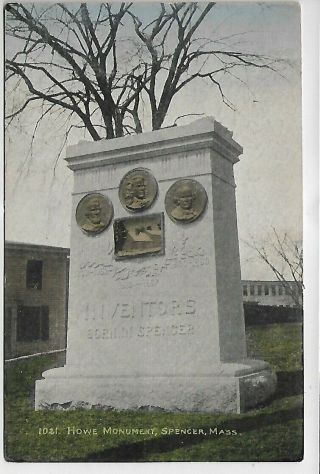 Spencer,  Ma - Howe Monument,  Elias Howe Us Stamp 5cents