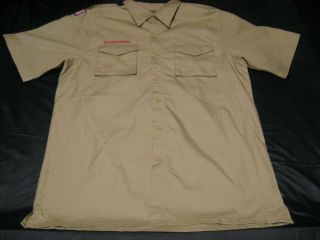 Official Bsa Boy Scout Adult Medium Tan Uniform Short Sleeve Shirt