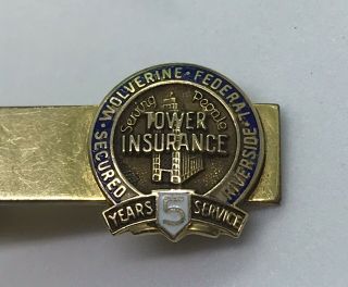 1/10 10k Tower Insurance 5 Years Service Riverside Wolverine Lapel Pin Tie Clip 2