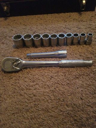 Vintage Patriot 1/2 " Drive Socket Wrench Set And Extension Made In Usa Indestro