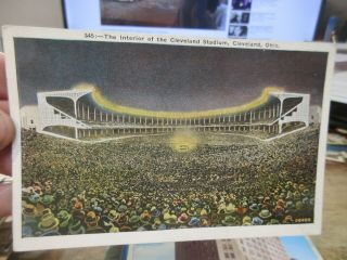 Vintage Old Ohio Postcard Cleveland Municipal Stadium Indians Baseball Game Full