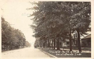 Rppc Real Photo Postcard Main Street North Madison South Bend Indiana Ault Town