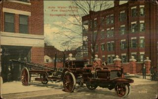 Springfield Ma Fire Dept Auto Water Tower C1910 Postcard
