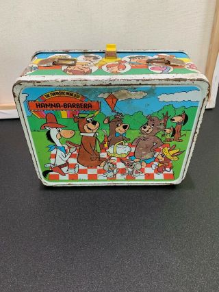 Vintage 1977 " The Fantastic World Of Hanna Barbera " Metal Lunchbox Rare