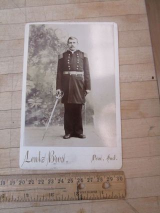 Antique Vtg.  Cabinet Card Photo Man In Uniform Military Type,  Masonic,  Indiana