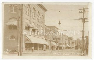 Vintage Real Photo Postcard Rppc Main Street Trolley Car Jersey Shore,  Pa.
