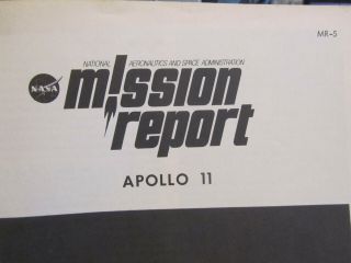 Vintage NASA Book Pamphlet Apollo 11 Mission Report 1969 Rare MR - 5 4