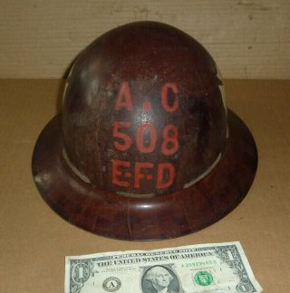 Vintage Msa Skullguard Helmet,  Atlantic City Nj,  508 Emergency Fire Department Efd