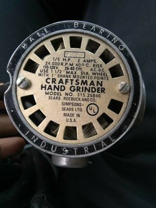 Vintage Craftsman Hand Grinder Model 315
