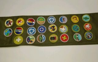 Boy Scout Bsa Sash W/ 23 Merit Badges