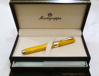 Montegrappa Symphony Marbled Yellow Fountain Pen With 18k 2 - Tone Gold Nib - Nos