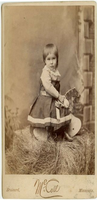 Cabinet Card,  Young Girl W/a Sad Look On Her Rocking Horse