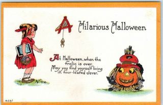 Vintage 1910s Bergman Holiday Postcard " A Hilarious Halloween " 1623/1 -