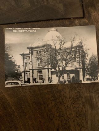 Vintage Rppc Clay County Courthouse Henrietta Texas Real Photo Post Card Rare