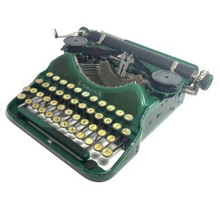 Green Corona Four Typewriter Portable Antique Vtg Lc Smith 4 Duco