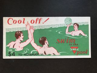 1924 Vintage Ymca Promotional Blotter Cool Off Swim In The Ymca Pool $4 To Nov 1