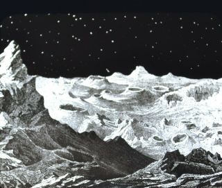 Magic Lantern Slide Image Astronomy Lunar Landscape Paysage Lunaire