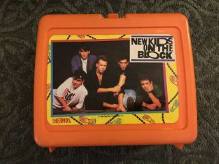Kids On The Block Orange Lunch Box Vintage 1990 W/thermos Nkotb