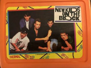 kids on the block Orange lunch box Vintage 1990 w/Thermos NKOTB 4