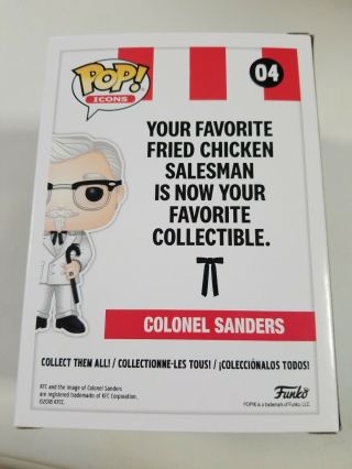 Funko Pop Icons Colonel Sanders KFC 04 Funko Shop Exclusive W/Protector 3