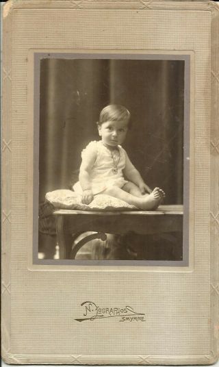 Turkey,  Greece:smyrne:1912 Cabinet Photo Of A Baby,  Made By N.  Zographos.