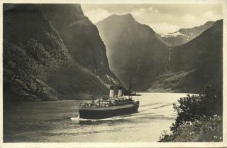 Norway Norge,  Nærøbugten,  Unknown Steamer (1927) Rppc Stamp