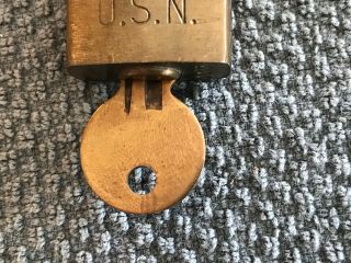 USN Chicago Lock Co Padlock Vintage Antique Military Old Key Navy RARE 3