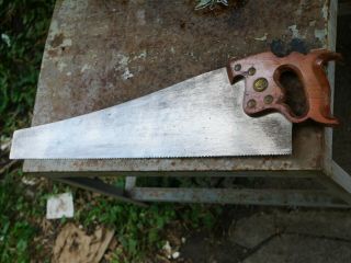 Vintage 26 " Cross Cut Wood Hand Saw Tool D8 By Henry Disston & Sons Sharp 8.  5