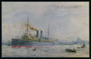 P&o Peninsular And Oriental Steam Navigation Company Ship Ss Egypt Old Postcard