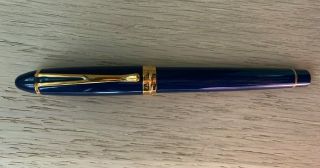 Aurora Ipsilon Fountain Pen 14k M Nib Deluxe Blue With Gold Trim Italy
