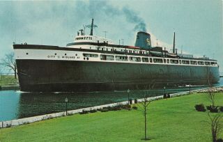 Ship Ss City Of Midland 41 Passenger Railroad Car Ferry Inbound In The C & O Era