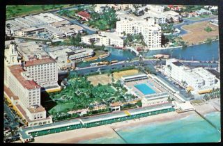 1955 The Roney Plaza Hotel,  Aerial View,  Miami Beach,  Florida