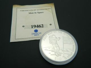 American Company Man In Space $10 Coin First Man On The Moon Mission Apollo