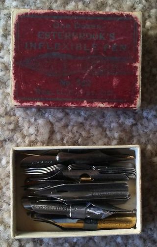 Vintage Esterbrook Fountain Pen Nibs Box And Pamphlet 322 Inflexible