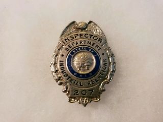 Vintage Obsolete Antique State Of Ohio Inspector Industrial Police Badge No.  207