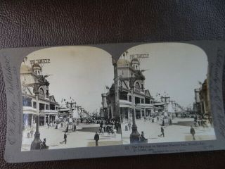 1904 Stereoview 3667 Worlds Fair St Louis Mo The Pike From Extreme Western End