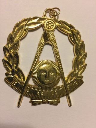 Masonic Collar Jewel Past Master Gold With Reaf Freemason Mason Large Pendent