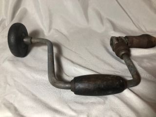 Antique/vintage Metal Hand Crank Drill Wood Handle Woodworking Tool Samson 3910