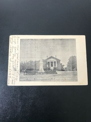 Vintage Postcard 1906 Court House Monument House Edgefield South Carolina