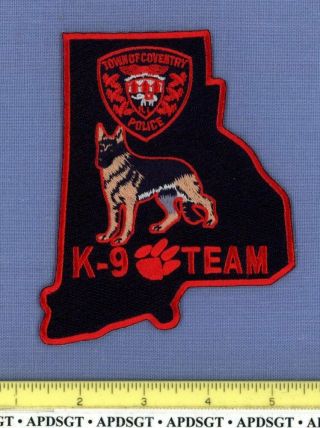 Coventry K - 9 Team Rhode Island Sheriff Police Patch State Shape K9 Dog Canine