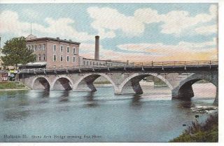 Pc Batavia,  Il Stone Arch Bridge Crossing Fox River Replaced In 1911